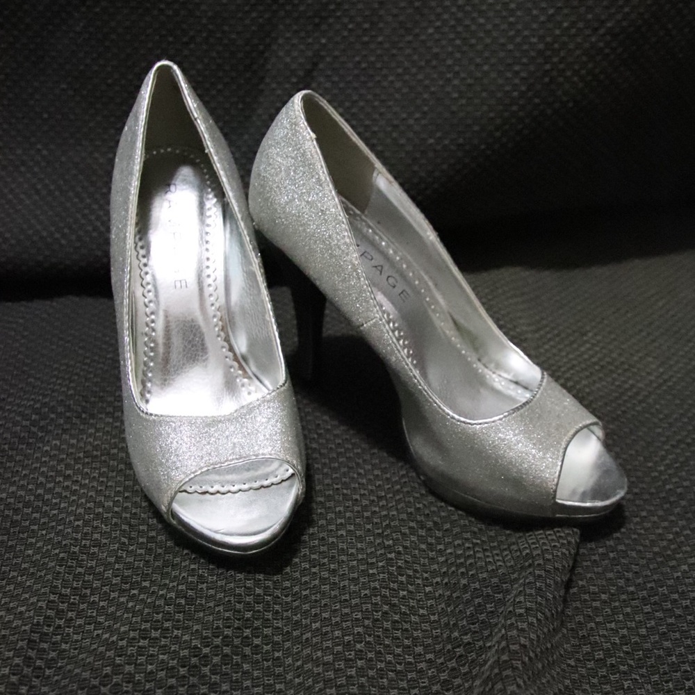 Rampage Open Toe Sparkle Heels